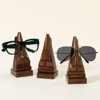 Hand Carved Wooden Eyeglasses Stand - gallery image 1