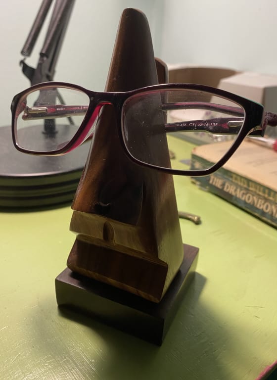 Hand Carved Wooden Eyeglasses Stand - gallery image 4